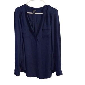 Torrid dark blue blouse plus 1X womens tunic Long sleeve
